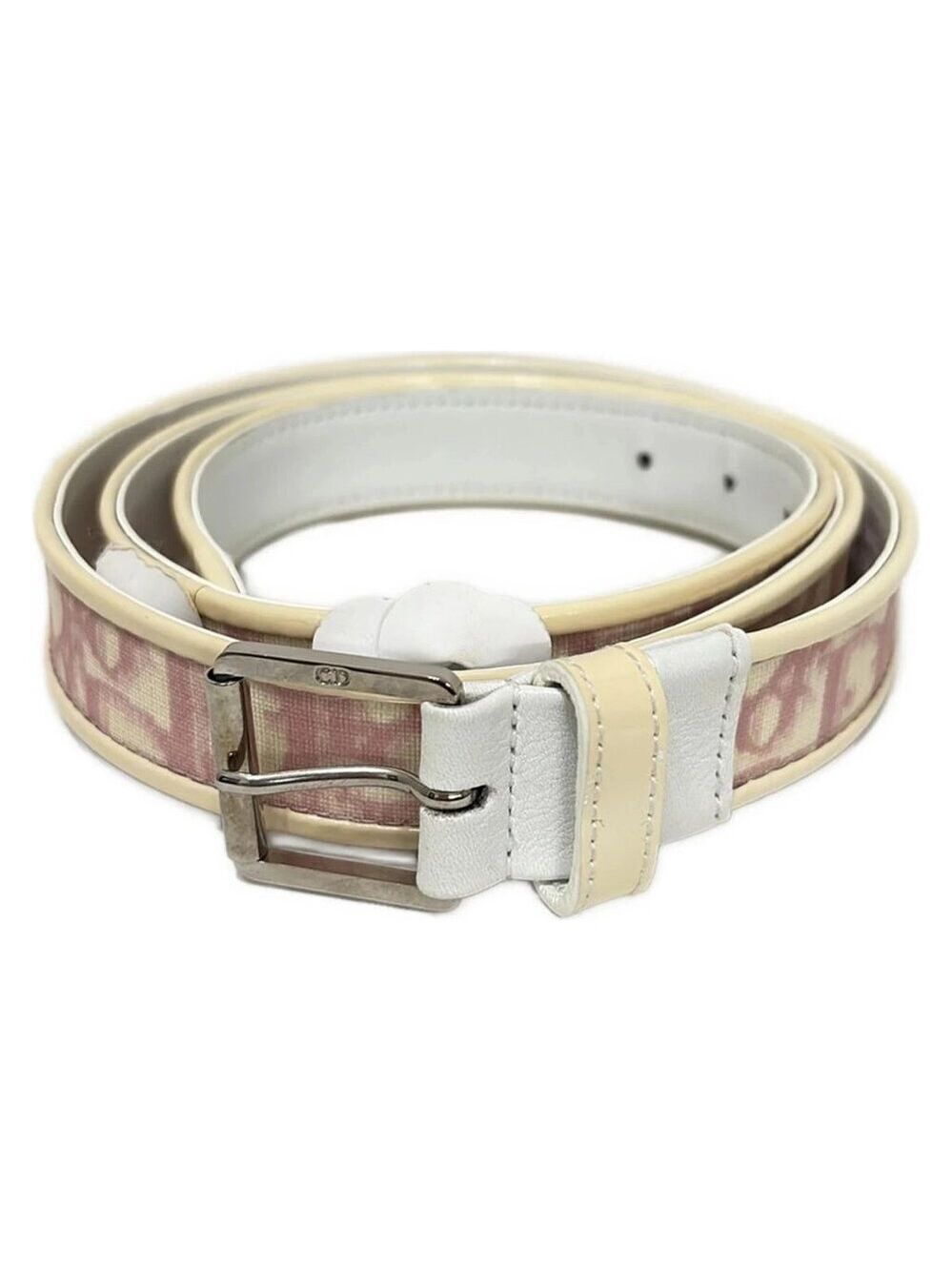 DIOR/ChristianDior Trotteur-Cream Light Pink Beige PVC Patent Leather 159-082725